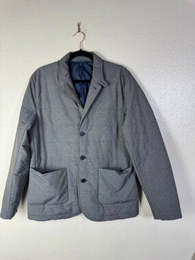 Proof Mens Medium Gray Quilted Blazer Chore Barn Jacket Front Pockets Career